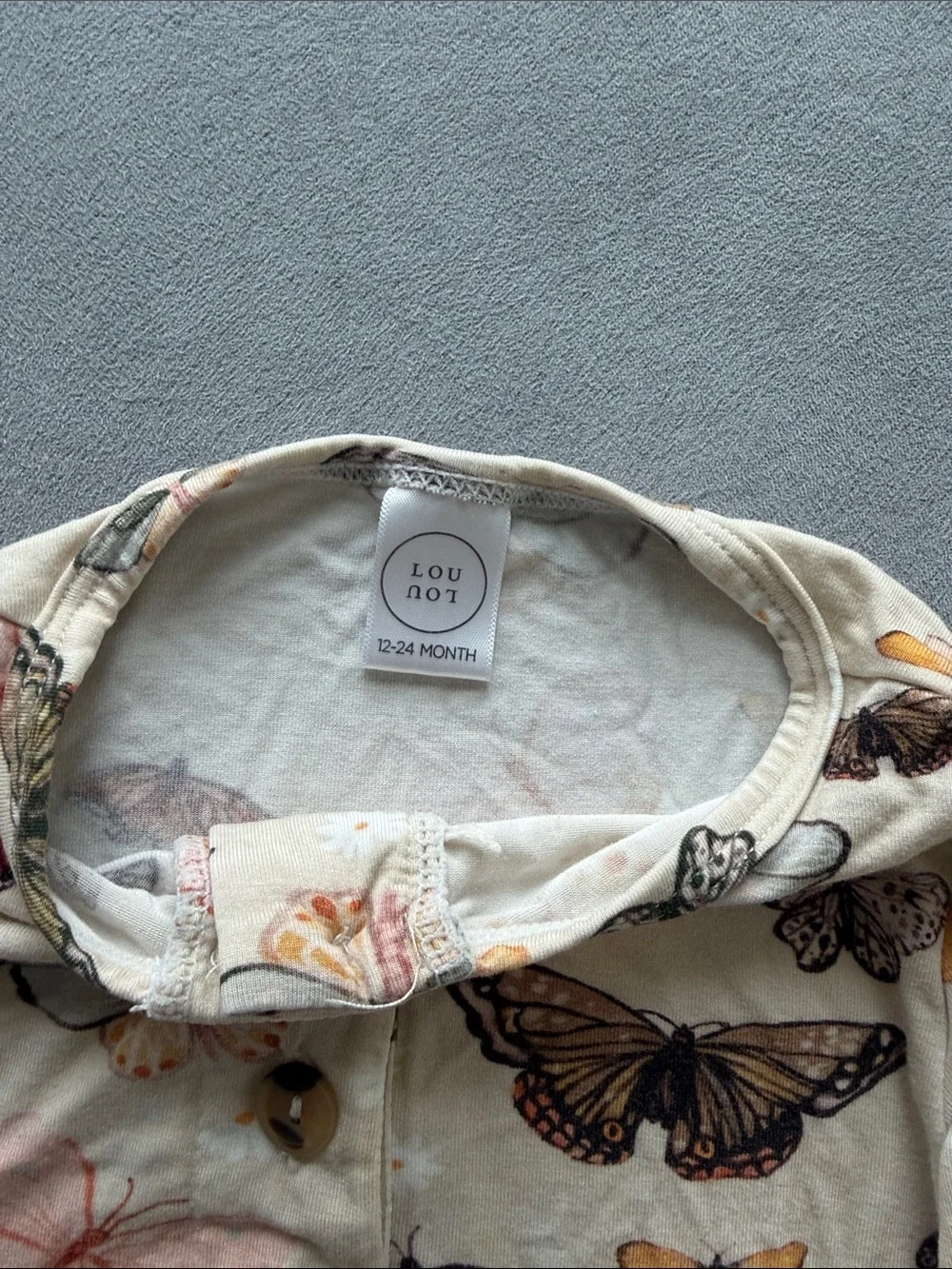Lou Lou & Company Cream Butterfly Henley Pajama set 12-24 month